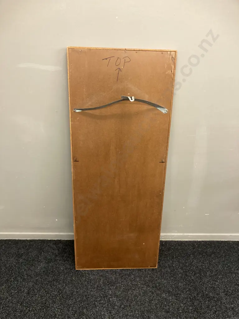 Vintage Heavy Oak & Mahogany Framed Rectangular Mirror. 129 x 52cm Image 1++
